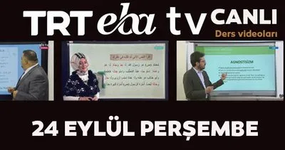 TRT EBA TV izle! 24 Eylül Perşembe Ortaokul, İlkokul, Lise dersleri ’Uzaktan Eğitim’ canlı yayın... EBA TV ders programı | Video