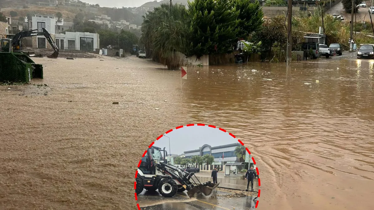 Bodrum’da sağanak kabusu! İstinat duvarı çöktü, iş yerlerini su bastı: O anlar kamerada