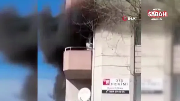 Ataşehir'de dairede yangın çıktı: Kaçmaya çalışan hamile kadın yangın merdiveninde kilitli kaldı! | Video