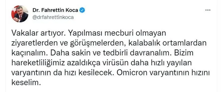 Son dakika | Kovid-19 kaynaklı yeni tedbirler masada - Bakan Koca'dan Omicron açıklaması