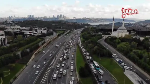 İstanbul’da Tatil dönüşü trafik havadan görüntülendi