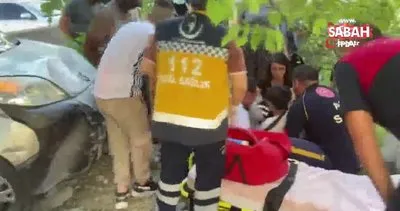 Kaza yapan otomobilin çarptığı bahçe duvarı çocuğun üzerine devrildi: 3 yaralı | Video