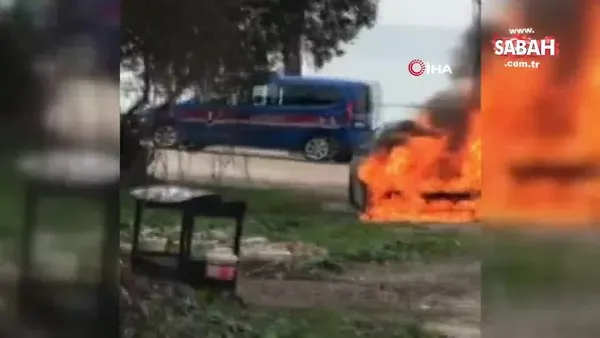 Bursa'da park halindeki lüks araç alev alev yandı | Video
