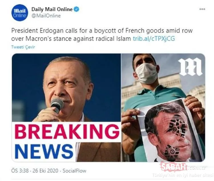 Başkan Erdoğan'ın Fransız mallarına boykot çağrısı dünya basınında! Hepsi son dakika geçti