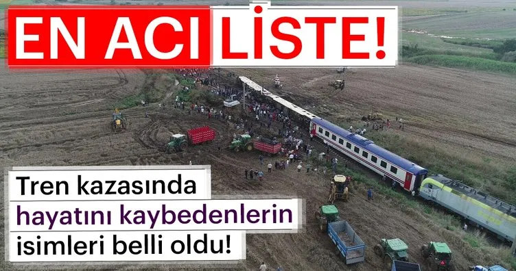 Son dakika: Tekirdağ Çorlu’da tren kazasında ölenlerin isimleri açıklandı!