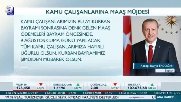 Başkan Erdoğan'dan memura erken maaş müjdesi