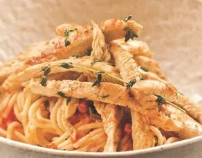 Domates Soslu Spagetti ve Izgara Tavuk