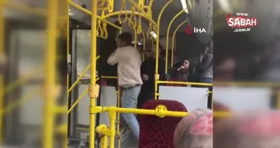 Otobüste tek oturmak isteyen şahıs ortalığı birbirine kattı | Video
