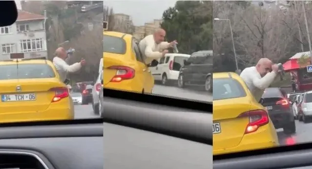 İstanbul trafiğinde şok görüntü: Taksiye binen yolcu öyle şeyler yaptı ki!