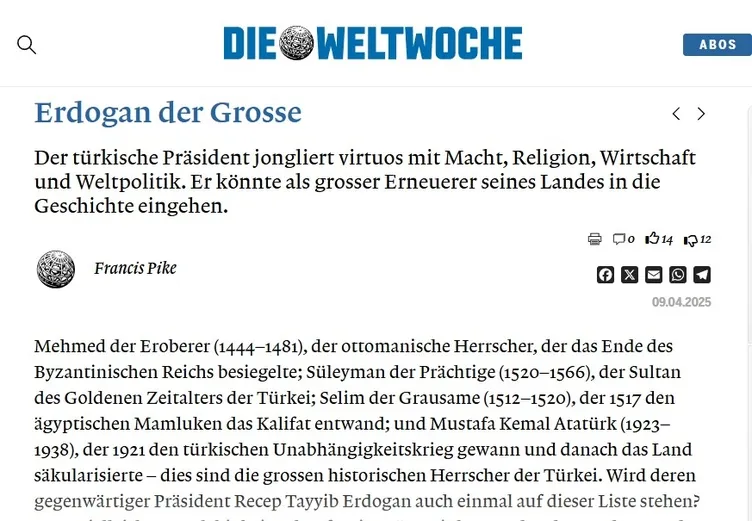 İsviçre basınında Başkan Erdoğan’a övgü dolu sözler: Türkiye’nin en büyük yenileyicisi!
