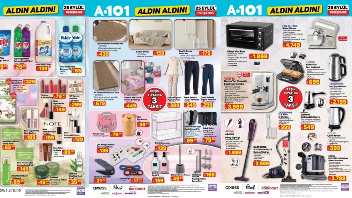 A101 AKTÜEL ÜRÜNLER BUGÜN SATIŞTA!💥 25 Eylül A101 aktüel ürünler kataloğu ile günün fırsat ürünleri raflarda!