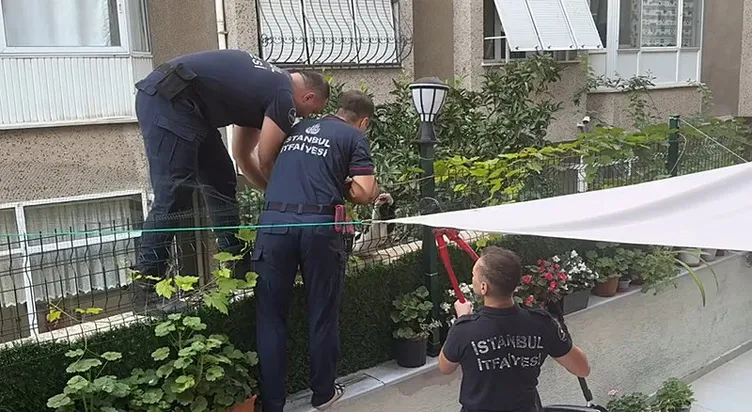 Acı çığlıkları sokağı inletti: Yardımına itfaiye koştu!