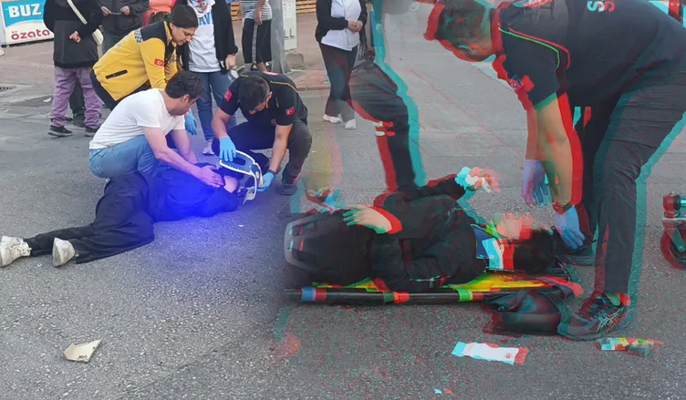 Kırmızı ışık ihlali yapan motosikletli kız kaza yaptı: Dakikalarca yerde kıvrandı!