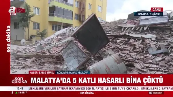 SON DAKİKA: Malatya'da 5 katlı ağır hasarlı bina kendiliğinden çöktü! İşte olay yerinden ilk görüntüler | Video