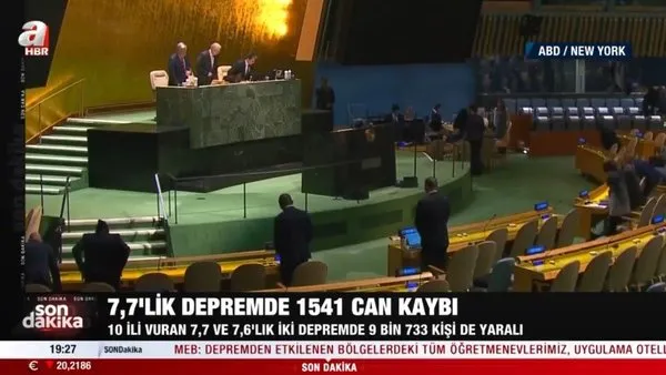 BM Genel Kurulu üyelerinden toplantı öncesi Türkiye için saygı duruşu | Video