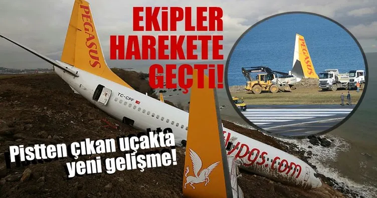 Son Dakika Haberi: Trabzon’da pistten çıkan uçak denize kayıyor