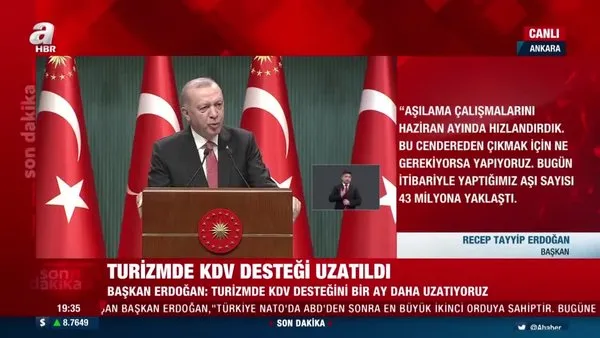SON DAKİKA: Cumhurbaşkanı Erdoğan Kabine Toplantısı kararlarını canlı yayında açıkladı! Kısıtlamalar kalkıyor... 1 Temmuz'da...
