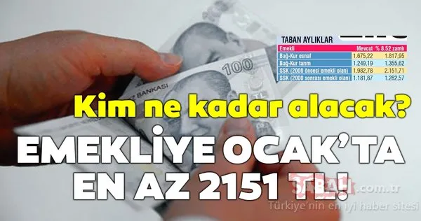 Emekliye Ocak'ta en az 2151 TL! Hangi emekli ne kadar maaş alacak?