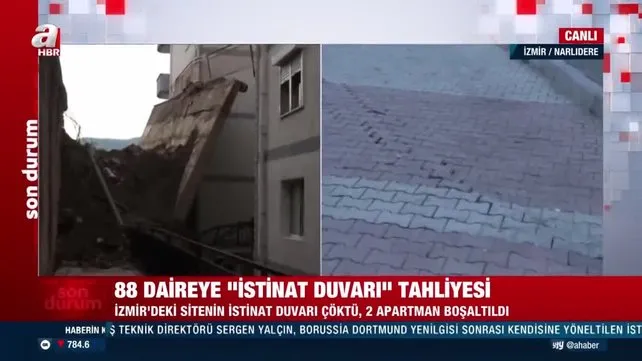 İzmir'de istinat duvarı çöktü: 88 daire boşaltıldı | Video