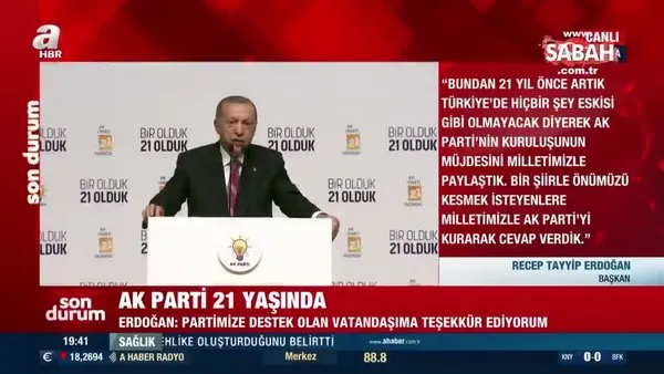 Son dakika: Millete hizmet yolunda 21 yıl! Başkan Erdoğan: Bu kutlu mücadeleyi 2023 seçimini kazanarak taçlandıracağız | Video