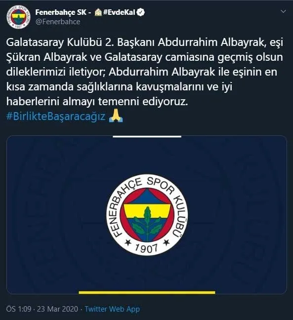 Fenerbahçe’den Galatasaray paylaşımı!