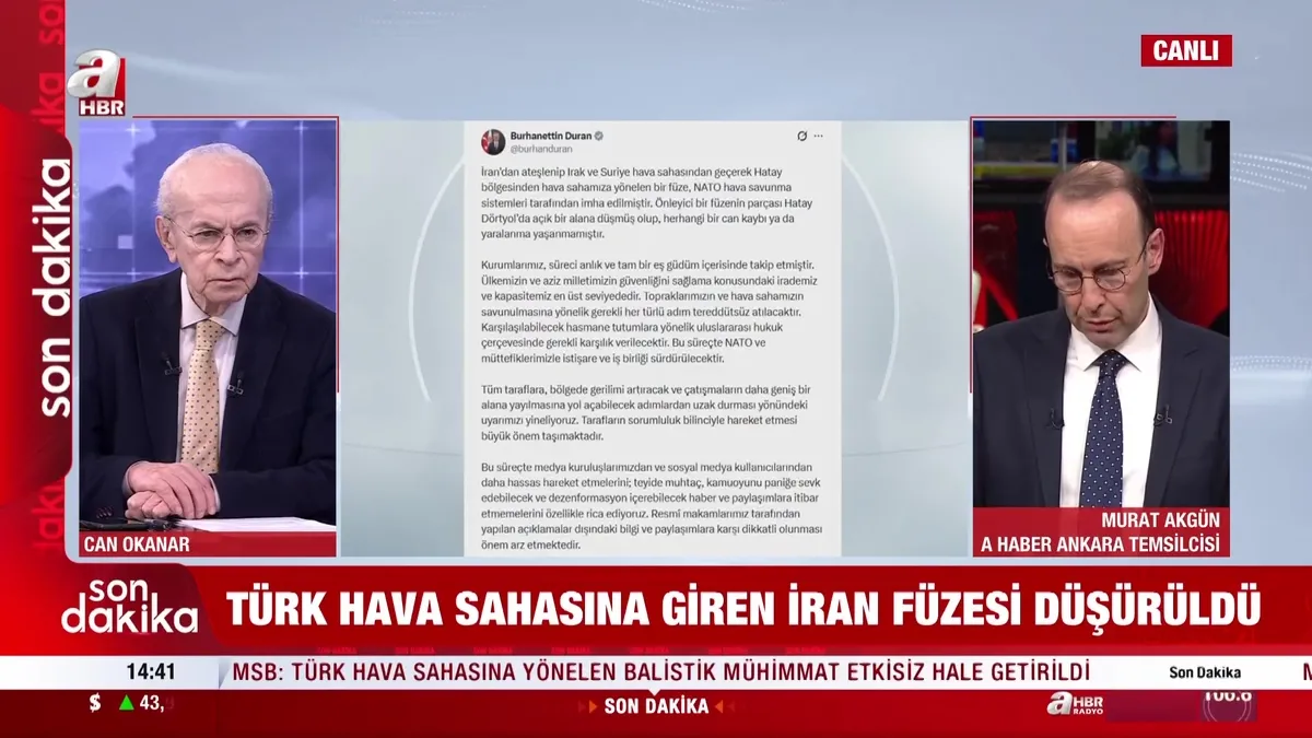 MSB açıkladı: İran’dan ateşlenen balistik mühimmat Doğu Akdeniz’de etkisiz hale getirildi | Video videosunu izle MSB açıkladı: İran’dan ateşlenen balistik mühimmat Doğu Akdeniz’de etkisiz hale getirildi | Video videosunu izle