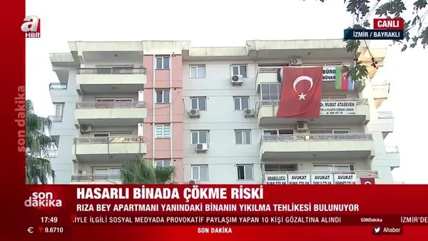 İzmir'de Rıza Bey Apartmanı enkazının yanındaki bina sallandı, ekipler uzaklaştırıldı | Video