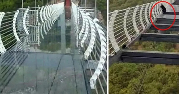 Ölümle yaşam arasında! Çin’de bir kişi panaller kırılınca köprüde asılı kaldı