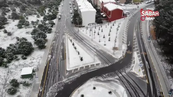 Aydos Tepesi'ne mevsimin ilk karı düştü | Video