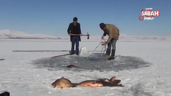 Donan Nazik Gölü’nde eskimo usulü balık avı | Video