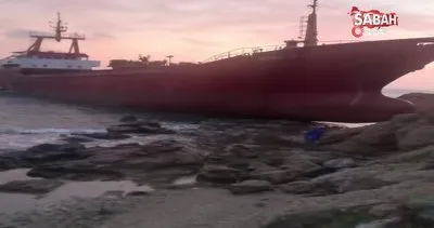 Bozcaada’da bir gemi karaya oturdu | Video
