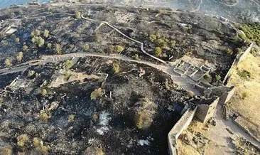 Ören yerini tehdit eden yangın dron ile görüntülendi #canakkale