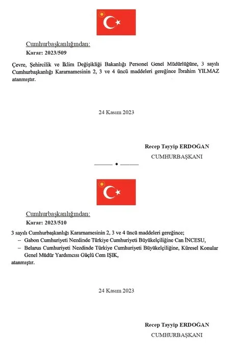 SON DAKİKA | Atama kararları Resmi Gazete’de: Çeşitli bakanlık ve kamu kurumlarına atamalar yapıldı
