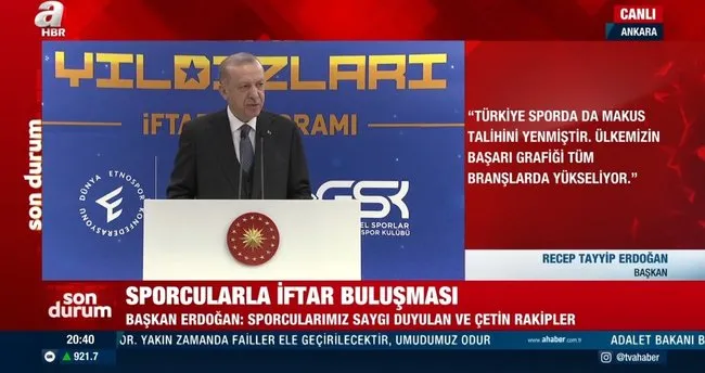 Son dakika: Sporcularla iftar buluşması! Başkan Erdoğan'dan önemli açıklamalar: Türkiye sporda da makus talihini yenmiştir