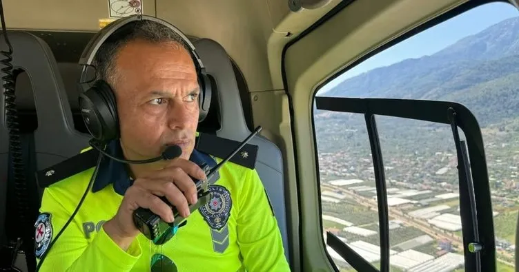 Emniyet helikopteri Fethiye-Antalya karayolunda trafik denetimi yaptı