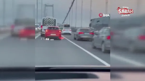 Köprüde defalarca kez makas atarak ilerleyen sürücü yakalandı | Video