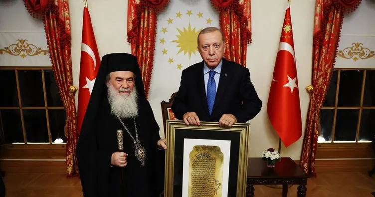 Başkan Erdoğan Kudüs Rum Ortodoks Kilisesi Patriği’ni İstanbul’da kabul etti!
