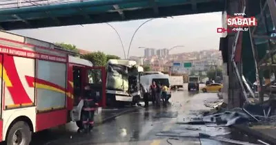 Son dakika! Ankara’da belediye otobüsü üst geçit asansörüne çarptı | Video