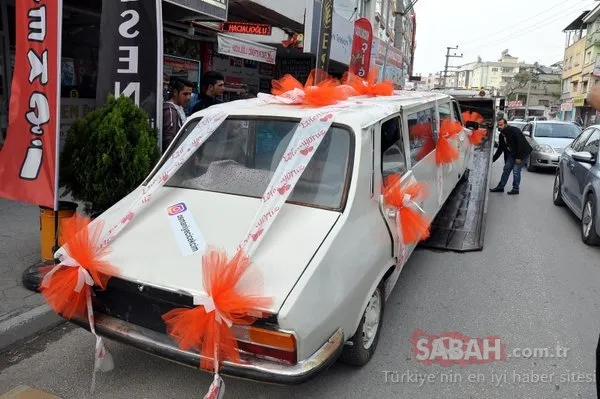 Osmaniyeli genç, 1978 model otomobili limuzine çevirip gelin arabası yaptı