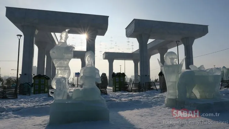 Kazakistan’da uluslararası buz heykelleri yarışması sona erdi