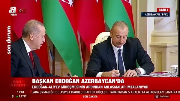 Son dakika: Cumhurbaşkanı Erdoğan ve Aliyev'in görüşmesinin ardından anlaşmalar imzalandı | Video