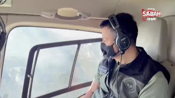 Bakan Pakdemirli, Manavgat yangın sahasını havadan helikopter ile inceledi | Video