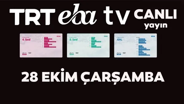 TRT EBA TV izle! (28 Ekim Çarşamba) Ortaokul, İlkokul, Lise dersleri 'Uzaktan Eğitim' canlı yayın: EBA TV ders programı | Video