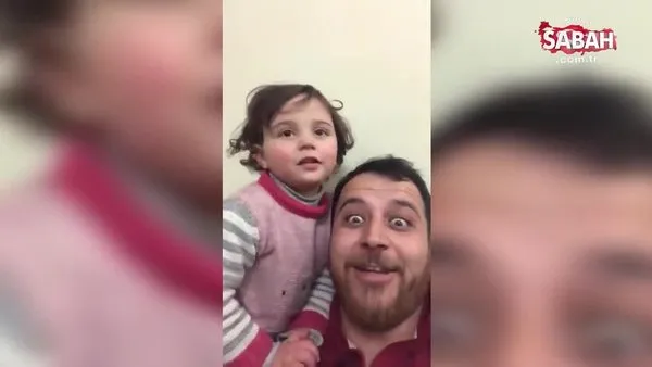 Suriyeli babanın küçük kızıyla yürek yakan oyunu! Bomba düştüğünde… | Video