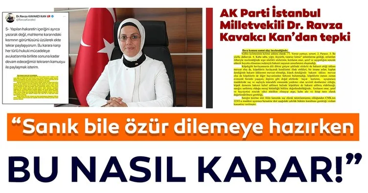 AK Parti İstanbul Milletvekili Dr. Ravza Kavakcı Kan’dan tepki