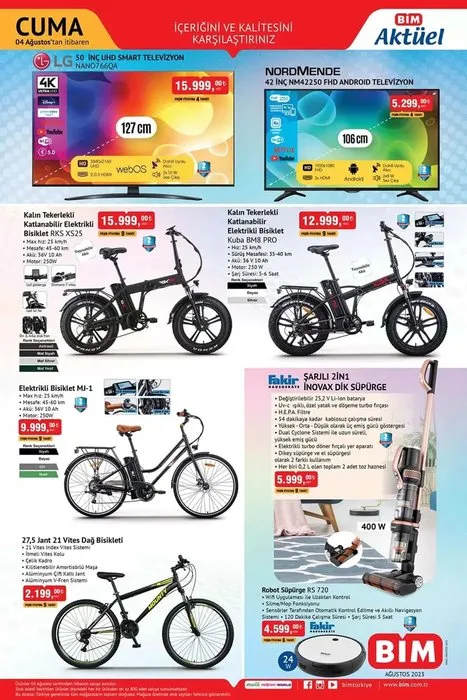 HAFTANIN BİM AKTÜEL KATALOĞU 1-4 AĞUSTOS RAFLARDA || Bu Salı ve Cuma BİM aktüel ürünler listesi ile dik süpürge, elektrikli bisiklet, fastfryer satışa çıkıyor!