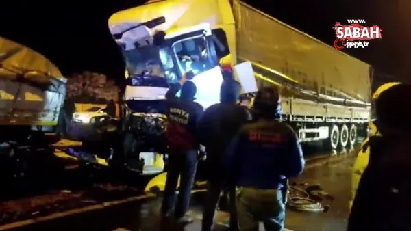 Konya’da korkunç kaza! 4 tır çarpıştı: 1 ölü, 3 yaralı | Video
