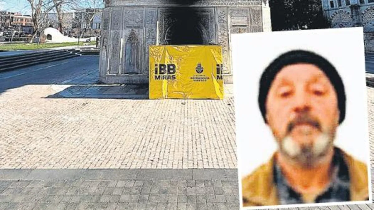 Tarihi çeşmeyi ateşe verdi