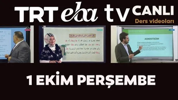 TRT EBA TV canlı izle! (1 Ekim 2020 Perşembe) 'Uzaktan Eğitim' Ortaokul, İlkokul, Lise kanalları canlı yayın | Video