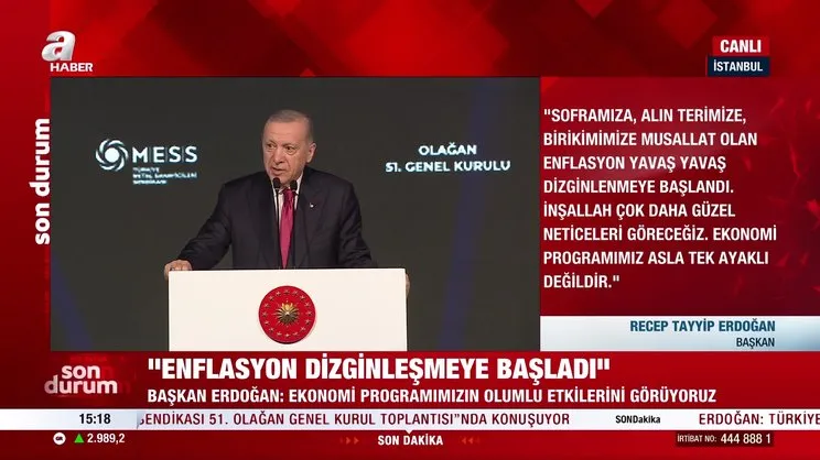 Başkan Erdoğan'dan enflasyon açıklaması: Dizginleniyor